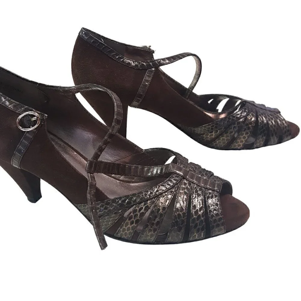 I-N-C PEEP TOE SUEDE PUMPS SIZE 8